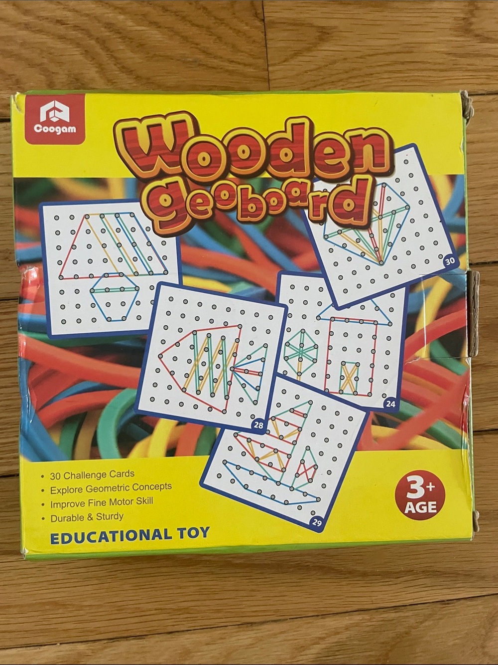 Wooden Geoboard Learning Toy - Multicolor Bands